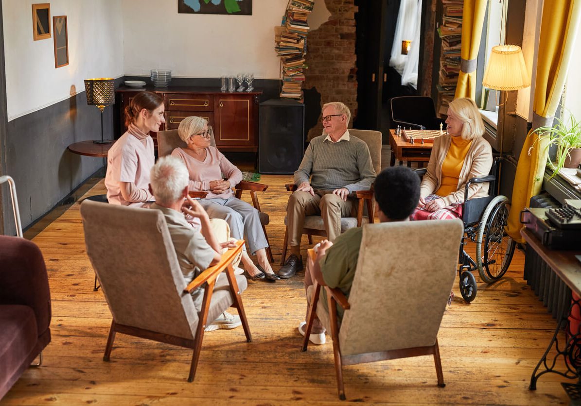 Group of people talking.